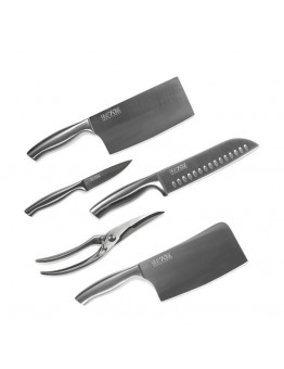 Xiaomi German DIN Molybdenum Vanadium Steel Knife Set 6 pieces Extreme Wear-resistant, Long-lasting Sharp Steel Knife Set With Knife Seat